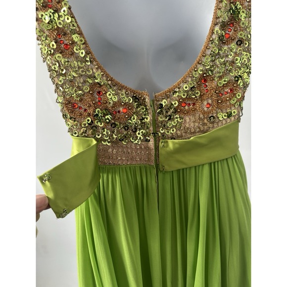 Vtg 60s Saks Fifth Avenue Lime Green Sequin MOD RETRO MAD MEN Dress Sz: S - Picture 5 of 11